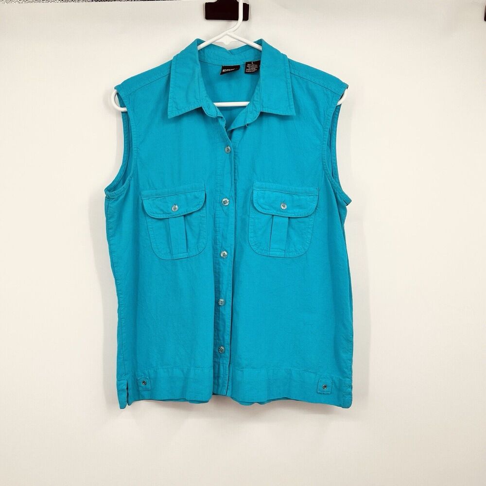 Womens Erika L Cotton Sleeveless Button Blouse Summer Hippie Boho Festival